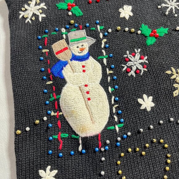 Vintage Women's Erika Beaded Embroidery Appliqués Christmas Theme Sweater Vest - Picture 6 of 7